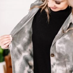 No Ship Drop Ship Speak My Peace Tie Dye Brushed Top In Vintage Olive