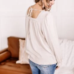 No Ship Drop Ship Find Your Way Back Button Down Top In Seashell