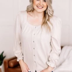 No Ship Drop Ship Find Your Way Back Button Down Top In Seashell