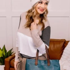 No Ship Drop Ship New Arrivals Peace And Love Thermal Color Block Top