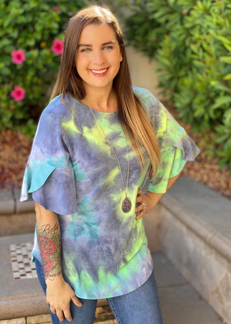 Boutique Simplified Drift Away Tie Dye Bell Sleeve Top 6 Boutique Simplified Drift Away Tie Dye Bell Sleeve Top