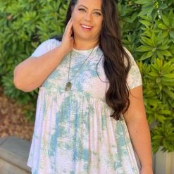 Boutique Simplified Hint Of Paisley Tie Dye Babydoll Top New Arrivals