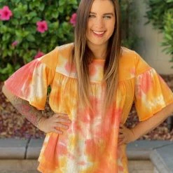 Boutique Simplified Ray Of Sunshine Ruffle Short Sleeve Top New Arrivals