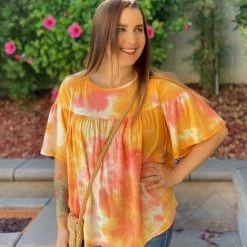 Boutique Simplified Ray Of Sunshine Ruffle Short Sleeve Top New Arrivals