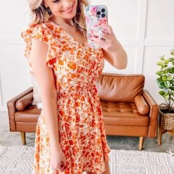 No Ship Drop Ship Dawn Of A New Day Orange Floral Dress