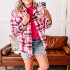 No Ship Drop Ship Decorate My World Button Top In Pink New Arrivals