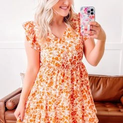 No Ship Drop Ship Dawn Of A New Day Orange Floral Dress