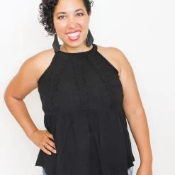 Iris & Rainbow Boutique #K424 Lace Cage Tank Top (Black) New Arrivals