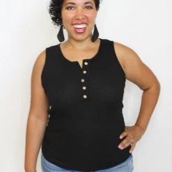 Iris & Rainbow Boutique New Arrivals #K423 Classy Buttons Tank Top