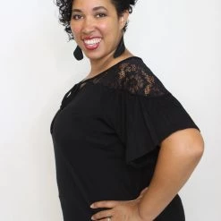 Iris & Rainbow Boutique #K420 Floral Lace Shoulders (Black) New Arrivals