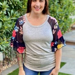 Boutique Simplified New Arrivals Flowy Floral Bell Sleeve Top