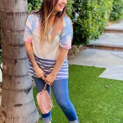 Boutique Simplified Cotton Candy Button Down Top