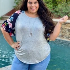 Boutique Simplified New Arrivals Flowy Floral Bell Sleeve Top