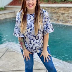 Boutique Simplified New Arrivals Serpentine Goddess Bell Sleeve Top