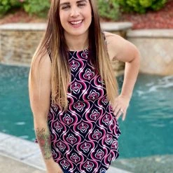 Boutique Simplified Rising Sun Damask Sleeveless Top New Arrivals