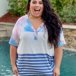 Boutique Simplified Cotton Candy Button Down Top