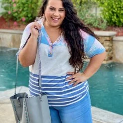 Boutique Simplified Cotton Candy Button Down Top