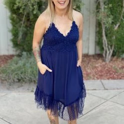 Boutique Simplified Tooling In Floral All In One Dress In Navy