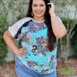 Boutique Simplified All Mixed Up Lace Tunic Top