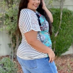 Boutique Simplified All Mixed Up Lace Tunic Top