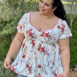 Boutique Simplified New Arrivals Frolicky Floral Babydoll Top