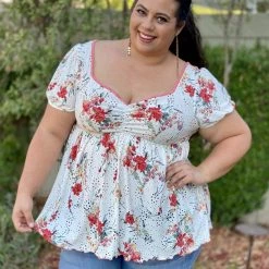 Boutique Simplified New Arrivals Frolicky Floral Babydoll Top