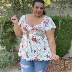 Boutique Simplified New Arrivals Frolicky Floral Babydoll Top