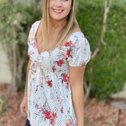 Boutique Simplified New Arrivals Frolicky Floral Babydoll Top