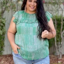 Boutique Simplified Open Pastures Shirred Woven Top