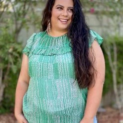 Boutique Simplified Open Pastures Shirred Woven Top