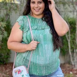 Boutique Simplified Open Pastures Shirred Woven Top