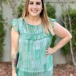 Boutique Simplified Open Pastures Shirred Woven Top