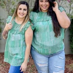 Boutique Simplified Open Pastures Shirred Woven Top