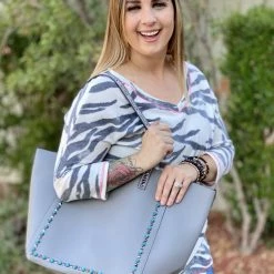 Boutique Simplified Zebra Diva 3/4 Sleeve Top New Arrivals