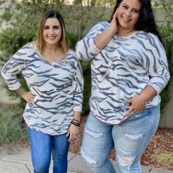 Boutique Simplified Zebra Diva 3/4 Sleeve Top New Arrivals