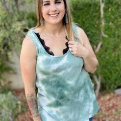 Boutique Simplified How Far I'll Go Lace Trim Tank New Arrivals