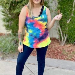 Boutique Simplified 80's Remix Tie Dye Tank New Arrivals