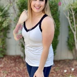 Boutique Simplified Classy Lace Trim Tank