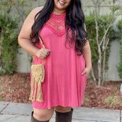 Boutique Simplified New Arrivals Wildest Dreams Halter Dress In Coral