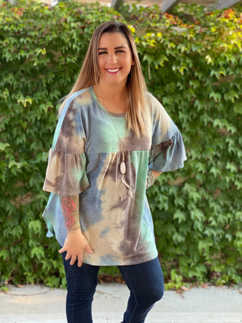 Boutique Simplified Jazzy Tie Dye Ruffle Sleeve New Arrivals 3 Boutique Simplified Jazzy Tie Dye Ruffle Sleeve New Arrivals