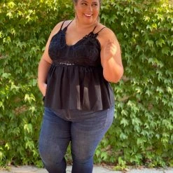 Boutique Simplified Opal Lace Trim Cami Top In Black 23 Boutique Simplified Opal Lace Trim Cami Top In Black