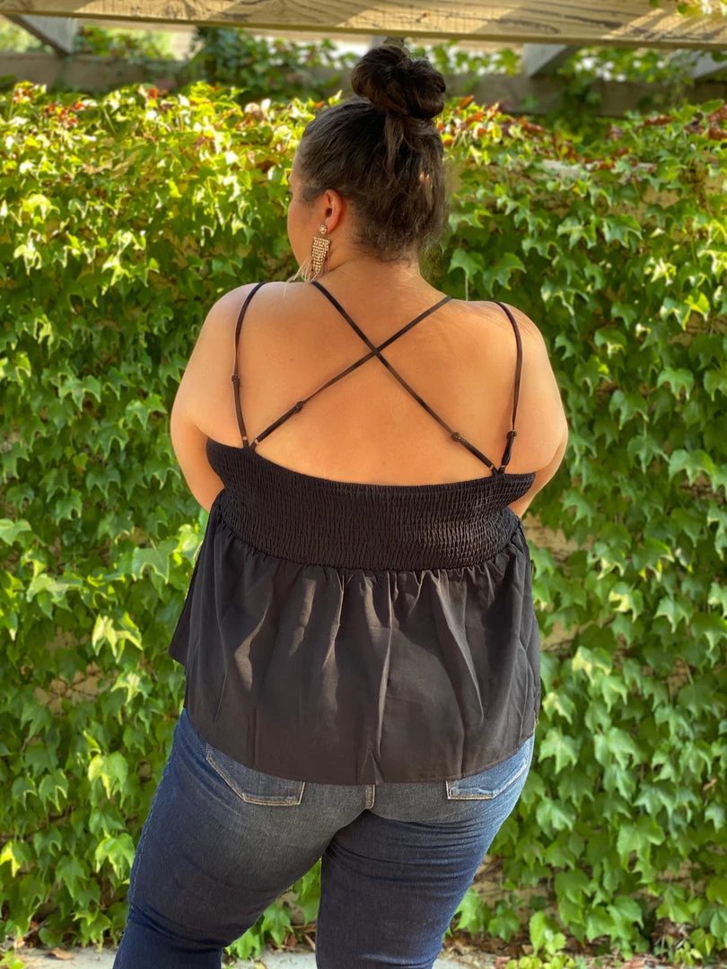 Boutique Simplified Opal Lace Trim Cami Top In Black 9 Boutique Simplified Opal Lace Trim Cami Top In Black