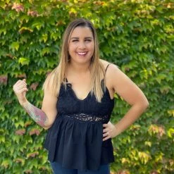 Boutique Simplified Opal Lace Trim Cami Top In Black 17 Boutique Simplified Opal Lace Trim Cami Top In Black