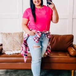 No Ship Drop Ship Decorate My World Button Top In Pink New Arrivals