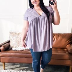 No Ship Drop Ship Make Good Choices Bamboo Babydoll Top In Dusty Lavender