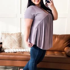 No Ship Drop Ship Make Good Choices Bamboo Babydoll Top In Dusty Lavender