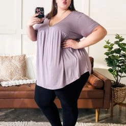 No Ship Drop Ship Make Good Choices Bamboo Babydoll Top In Dusty Lavender