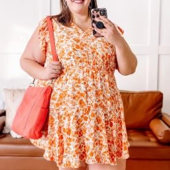 No Ship Drop Ship Dawn Of A New Day Orange Floral Dress