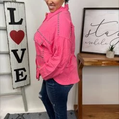 Iris & Rainbow Boutique #L984 Studded In Perfection Blazer (Fuchsia)