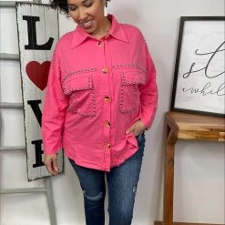 Iris & Rainbow Boutique #L984 Studded In Perfection Blazer (Fuchsia)